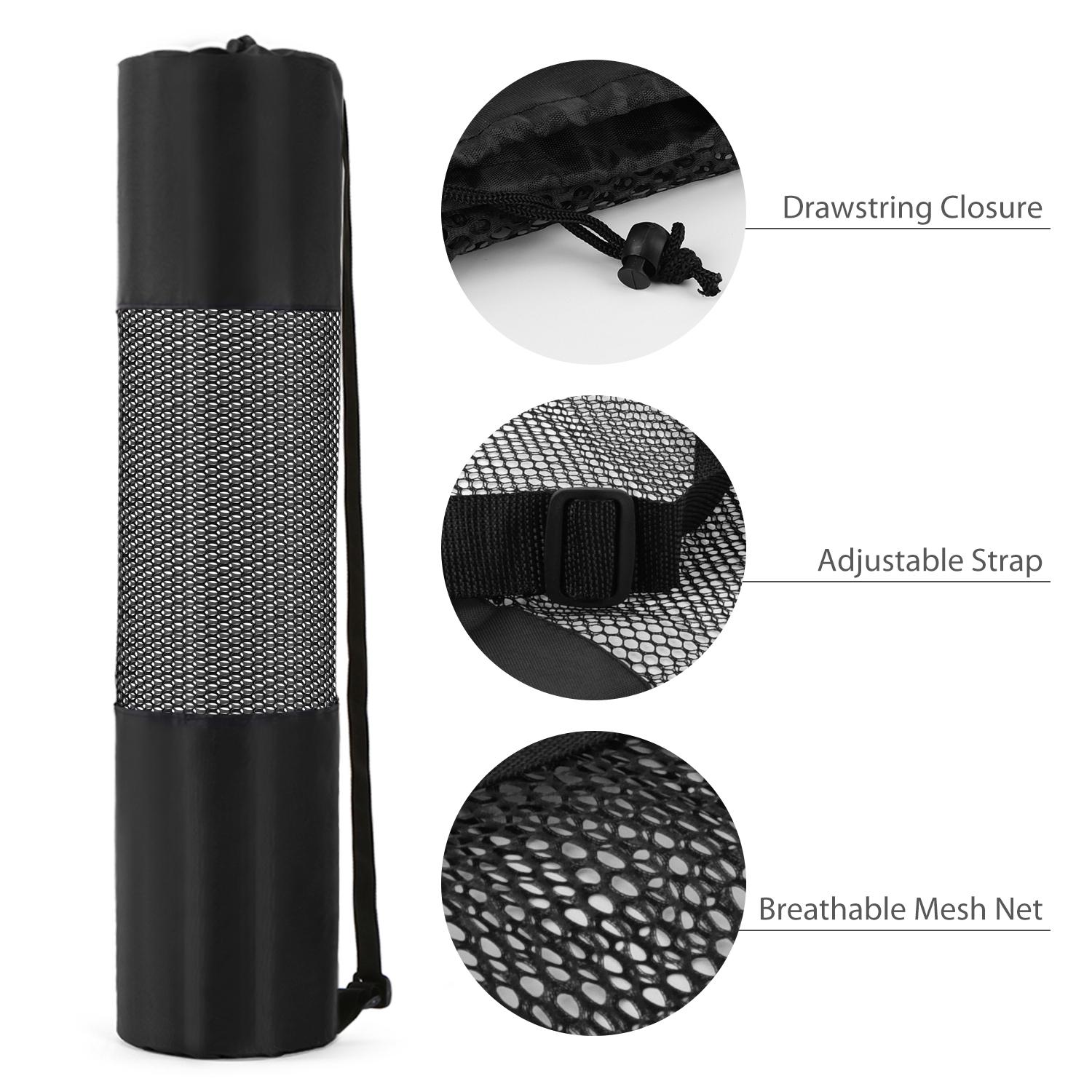 

11.8 x 27.5 InchYoga Mat Mesh Bag Lightweight Breathable Sports Gym Equipment Bag Drawstring Storage Sack чёрный