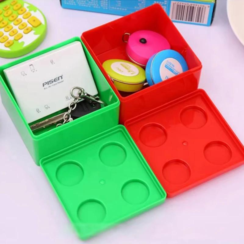 1PC Building Blocks Stackable Storage Box Office Stationery Sundry Desktop Storage Box Cosmetic Storage Boxes