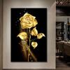 Nordycka złota róża kwiatowa ściana płótno artystyczne malarstwo nowoczesne czarne abstrakcyjne wydruki plakat w połączeniu do salonu Home Decor