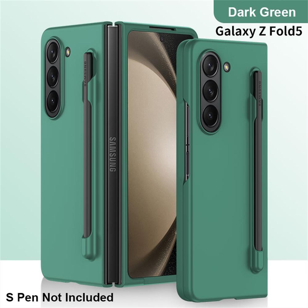 

Тонкий матовый чехол для Samsung Galaxy Z Fold 5 5G, чехол с держателем для ручек, жесткий пластиковый складной противоударный чехол, защитный чехол для кожи Z Fold 5 темно-зеленого