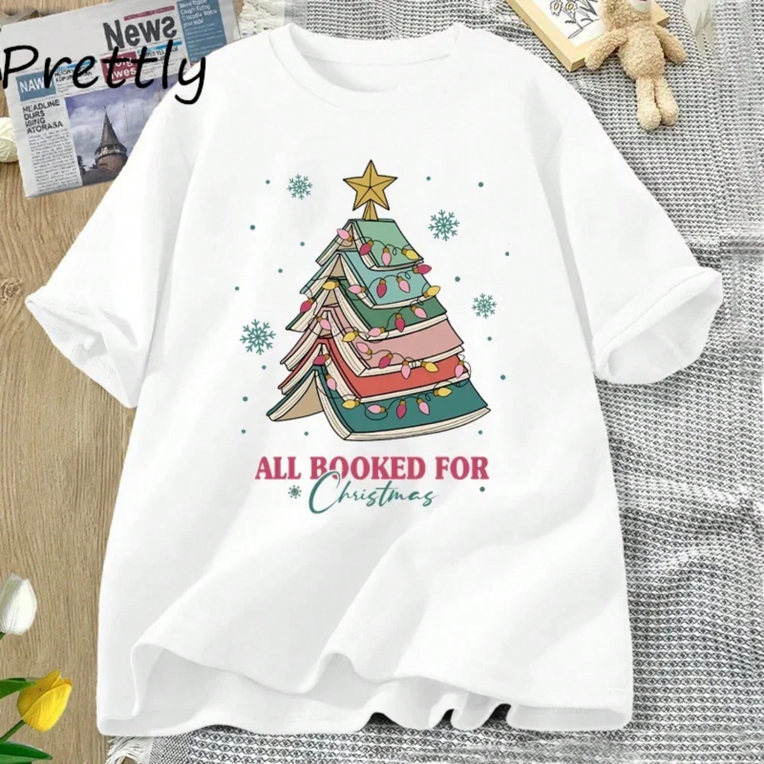 Book Tree Christmas T Shirt All Booked For Christmas T-Shirt For Book Lover Librarian Teachers Tees Bookish Cotton Tshirt S разноцветный