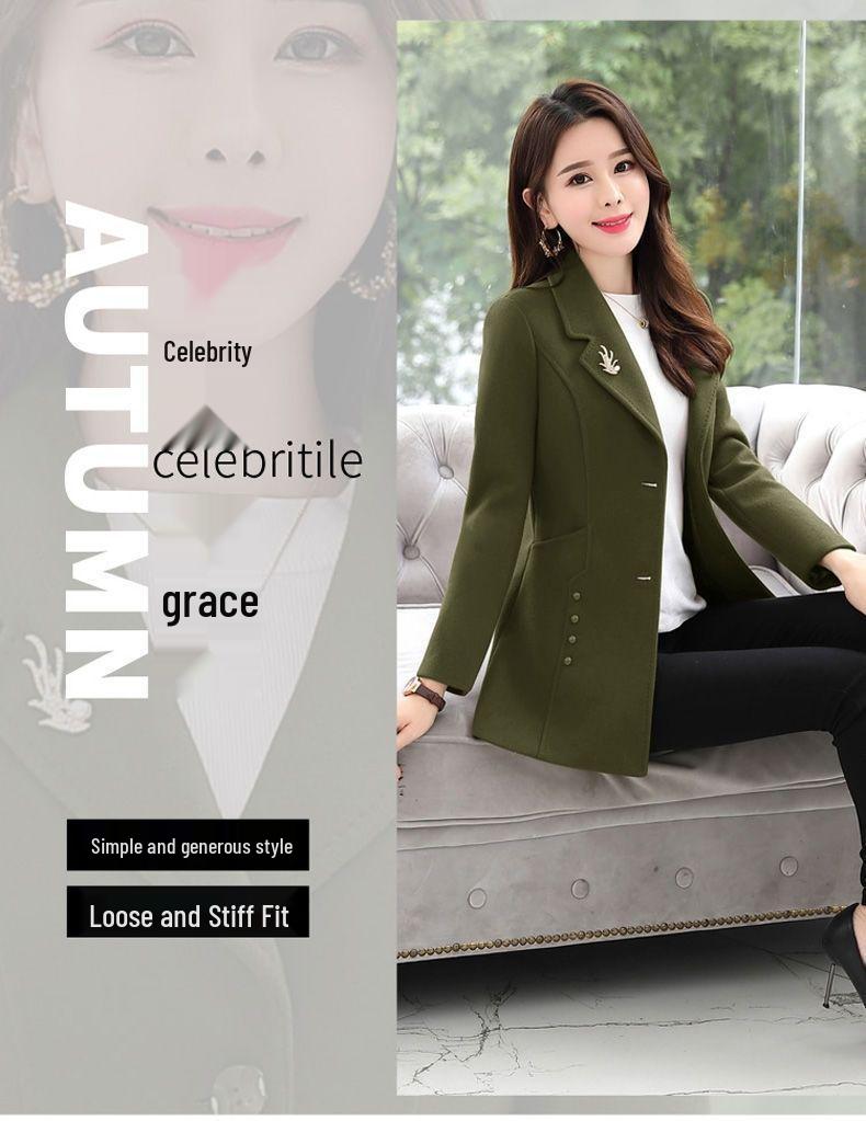 Damen Slim Fit Wollmantel in mittlerer Länge - Herbst/Winter 2025 Trend