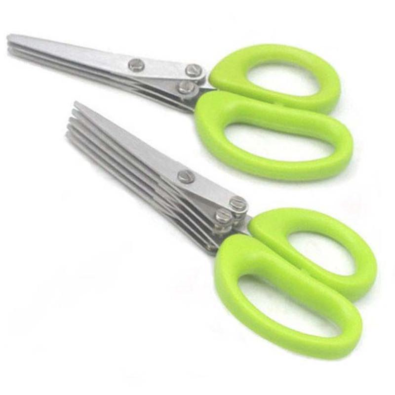 Multipurpose Stainless Steel 5-Layer Kitchen Scissors - Ideal for Herbs, Spices, Seaweed, and Office Use