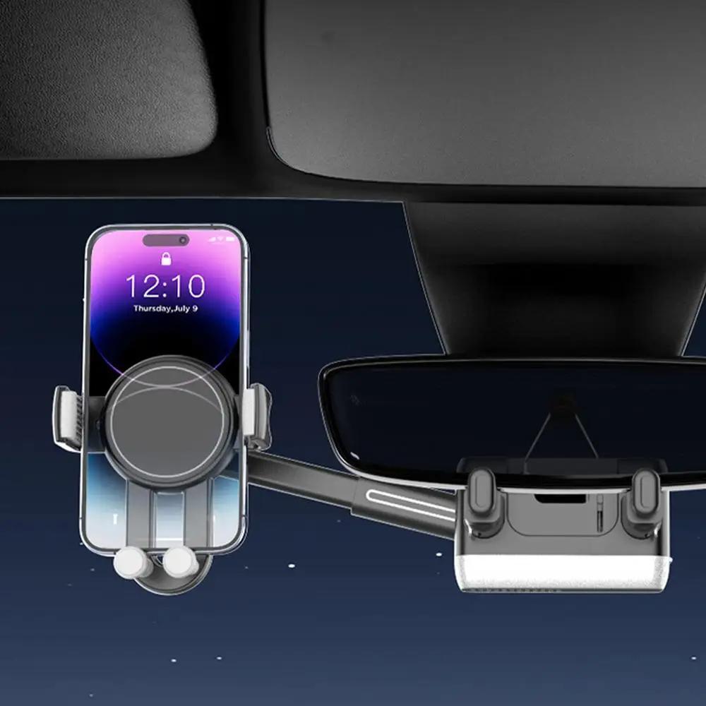 H256 Car Rearview Mirror Phone Holder 360 Degree Rotation Cellphone Navigation Bracket