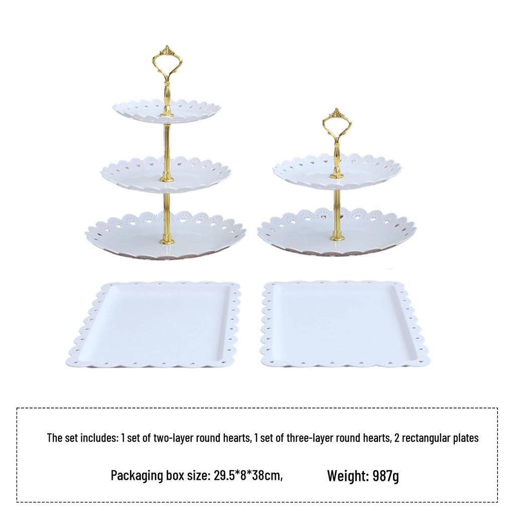 European Three-Tier Dessert Stand: Elegant Fruit Plate and Cake Display for Afternoon Tea