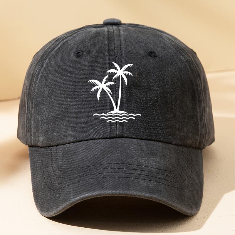 Vintage Palm Tree Print Design Baseball Cap Men Women Unisex Washed Cotton Truck Driver's Father's Sun Hat