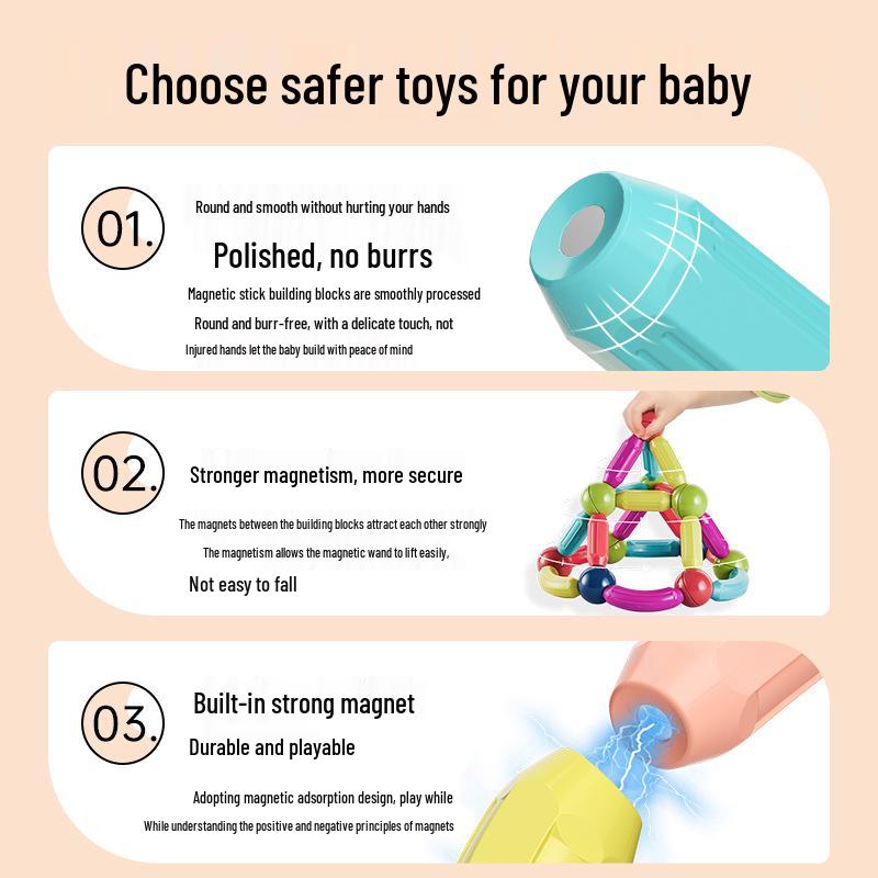 Magnetic Building Blocks - Large, Strong Magnets for Early Education (Ages 1-3)