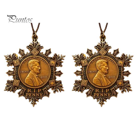 Unique Holiday Collectible Final Cent Memorial Snowflake Ornament Historical US Legacy Commemorative Vintage-Style Last Penny Keepsake for Collectors