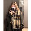 Korean-Style Plaid Imitation Cashmere Scarf: Winter Snood Shawl for Women - Versatile, Warm Christmas Gift