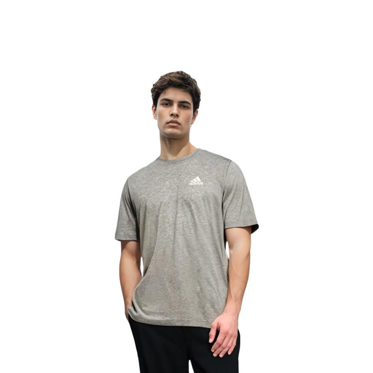 Adidas T Shirts Men's Gray Crew Neck Moderate Straight Fit GT5555