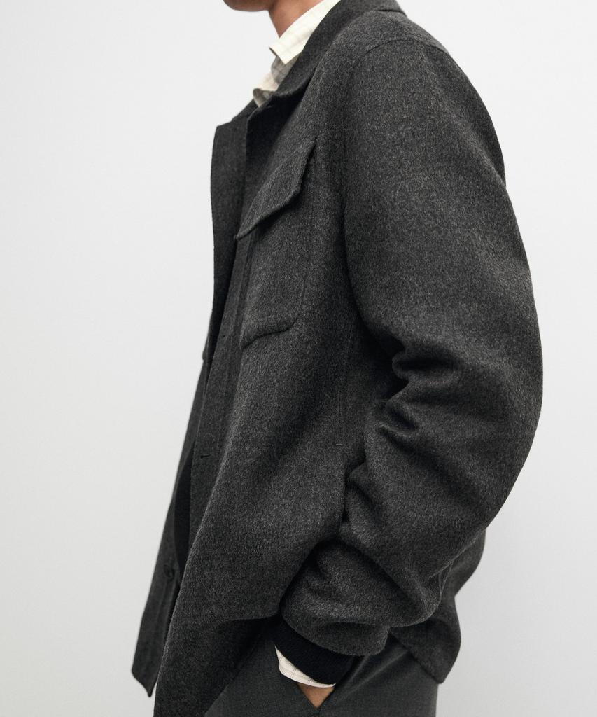 Massimo Dutti Wool Blend Overshirt With Pocket Details