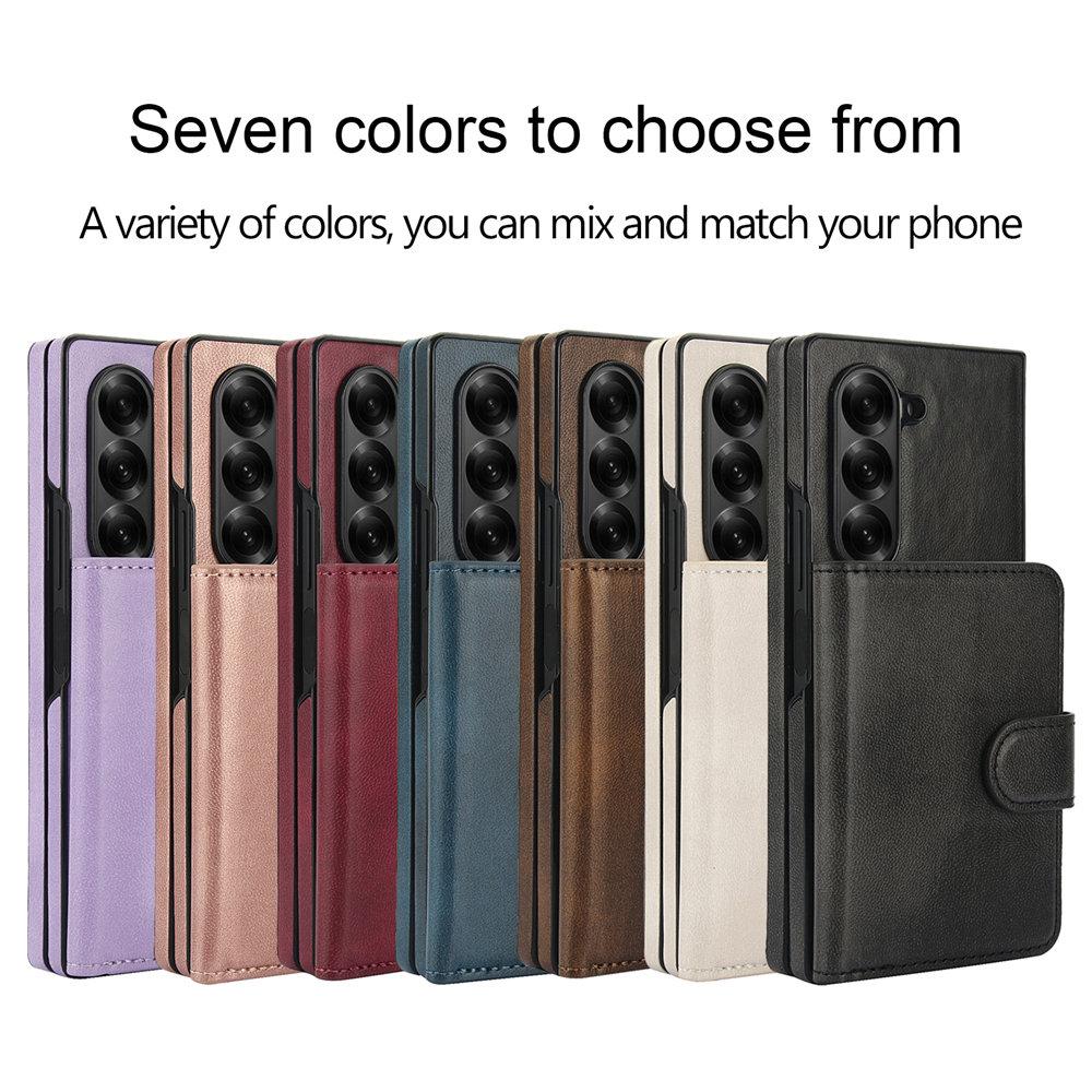 Dla Magsafe Ładowanie 2 w 1 Odpinane Skórzane Etui Portfelowe Dla Samsung Galaxy Z Fold 6 Fold 5 Fold 4 3 Magnetyczne Etui na Telefon na Karty