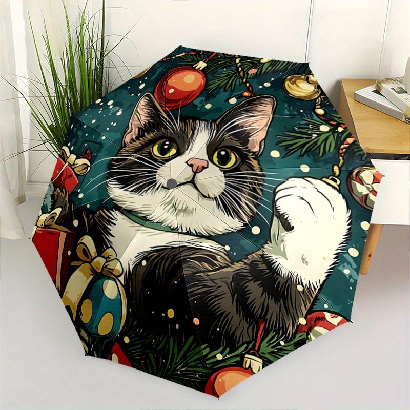 

1pc Christmas Cat Automatic Opening and Closing Umbrella - Suitable for Various Occasions, Outdoor Activities, Lightweight and Durable Autom