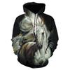 Hayvan At 3D Baskılı Kapüşonlu Sweatshirt Erkek Kadın Moda Sokak Giyimi Oversize Kapüşonlular Kazaklar Kapüşonlu Sweatshirtler Erkek Üstler Erkek Giyim