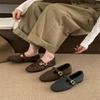 Korean Version of Retro T-shaped Flat-soled Loafers with Round Head for Women 2025 Autumn Versatile and Thin Mary Jane T-shaped Single Shoes for Women