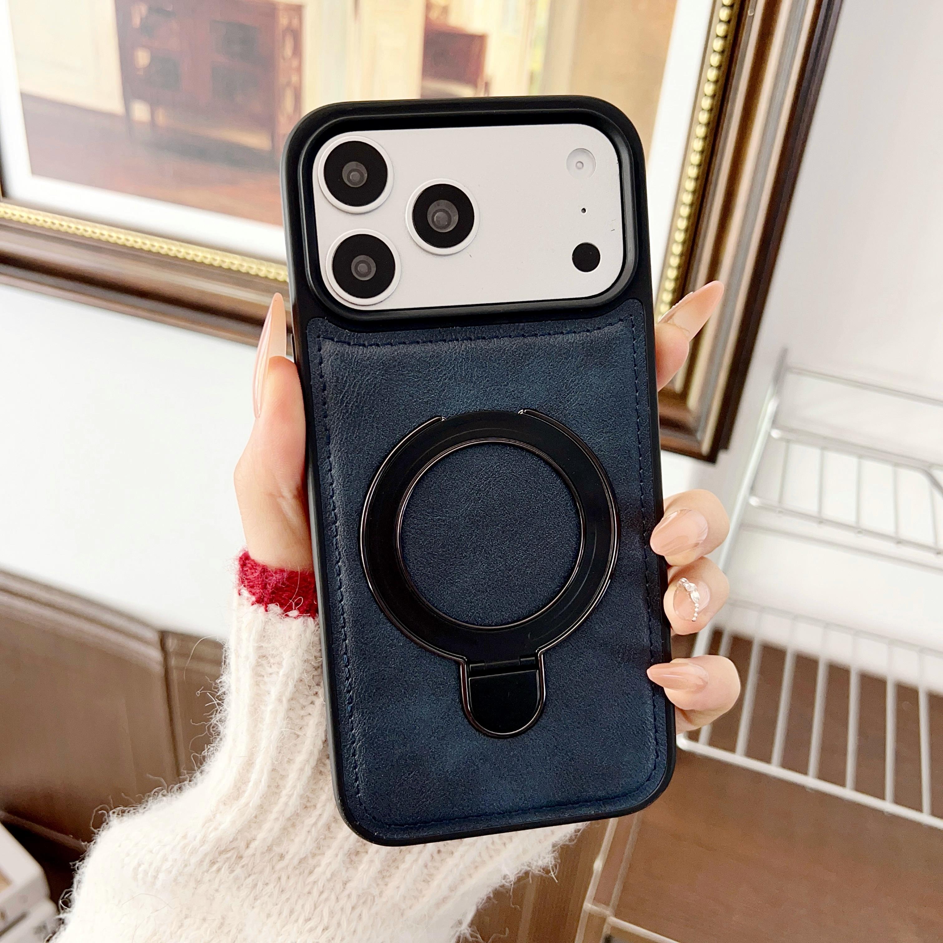 

Retro PU Leather Folding Bracket Case For iPhone 17 Air 16 15 14 Plus 13 12 11 Pro Max Magnetic Wireless Charging Cover iPhone 11 Pro Max