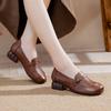 Autumn new retro leather thick heel leather mother shoes round head comfortable one pedal shallow mouth women's single shoes