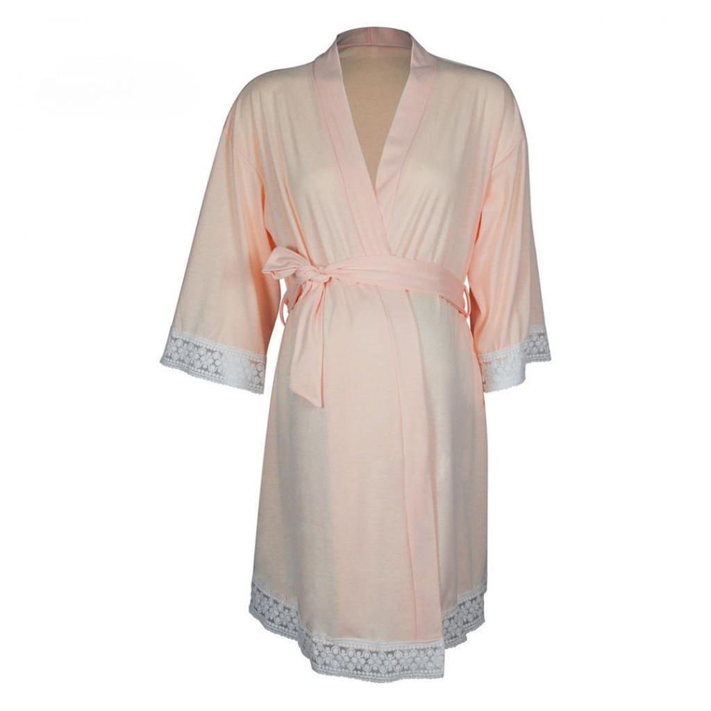 Women's Bathrobe Gown Maternity Nursing Nightdress Robe Kimono Pyjamas Cardigan Sleep Dress