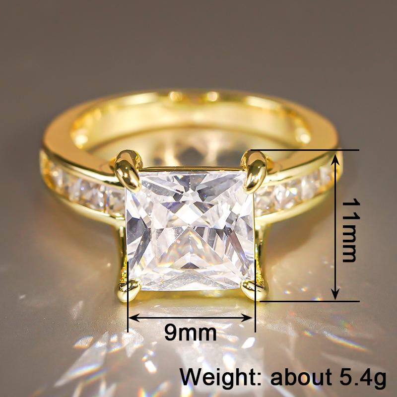 Princess Square CZ Finger Ring Female Luxury Wedding Band Accessories Gorgeous Gold Color Engagement Accessories Jewelry