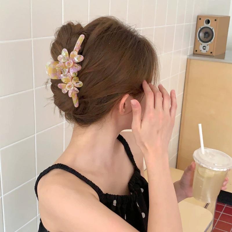 High-End Acetate Three-Dimensional Flower Claw Clips, Fresh Textured Large Hair Clips, Versatile Shark Clip Hair Accessories for Women