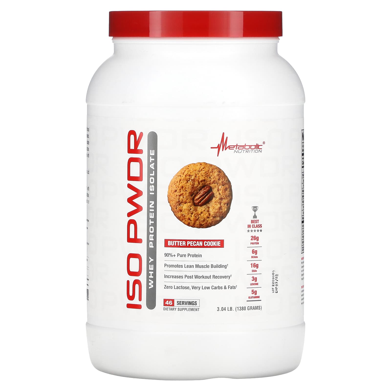 

Isopwdr, Whey Protein Isolate, Butter Pecan Cookies, 1,380G (3.04Lb)