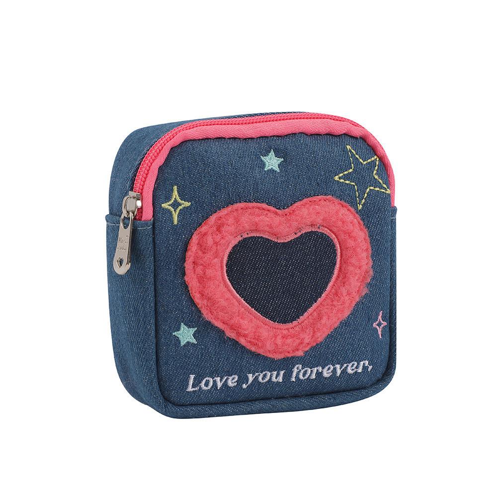 

Heart Star Pattern Plush Table Top Storage Bag Portable Pen Multifunction Bag Love No Handle,S