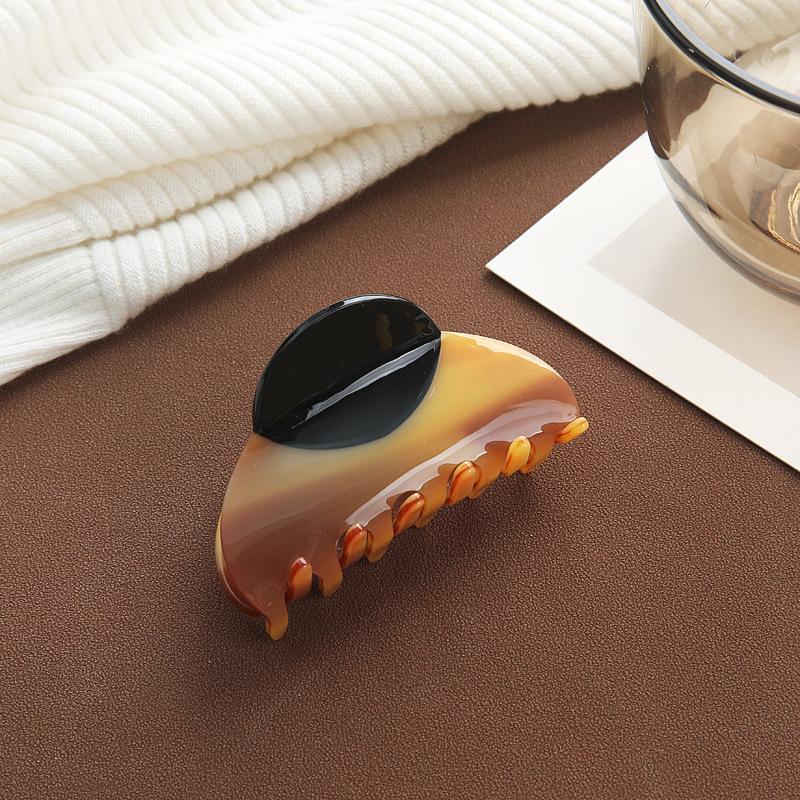 1pc South Korean new high-quality splicing clip, medium shark clip, wood grain French hair clip, light luxury hair accessory