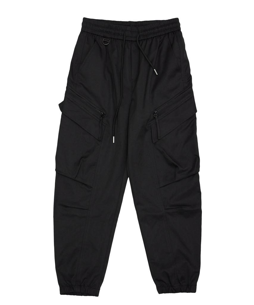 DOUBLE JD Zipper Cargo Jogger Pants (Black)