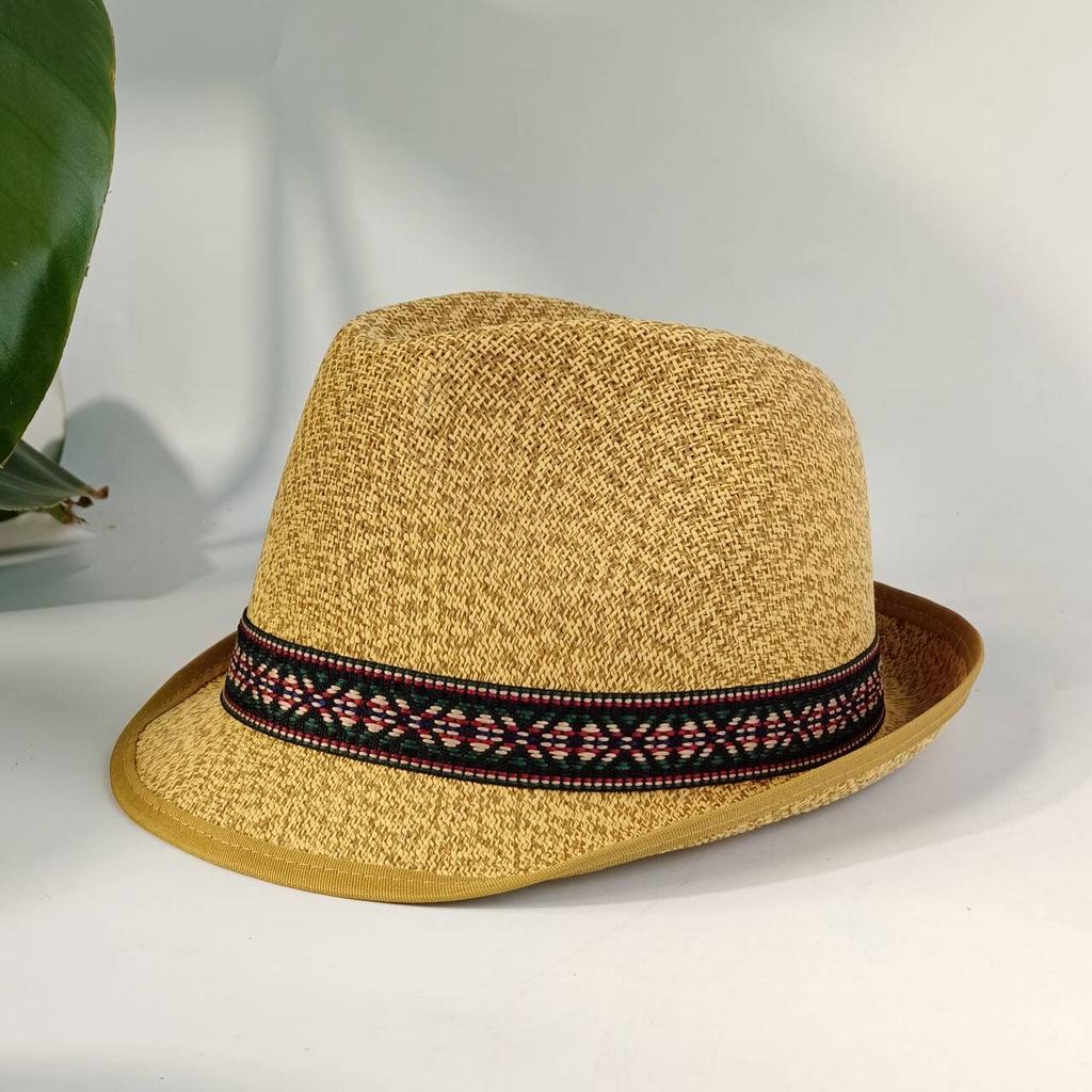 Men's Summer Jazz Fedora Hat Lightweight Breathable Vintage Gentleman Cap Casual Outdoor Sun Protection Western Style All Match