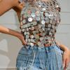 2024 European and American New Style Amazon Sexy Nightclub Sequin Patchwork Vest Top Women's Clothing L21071