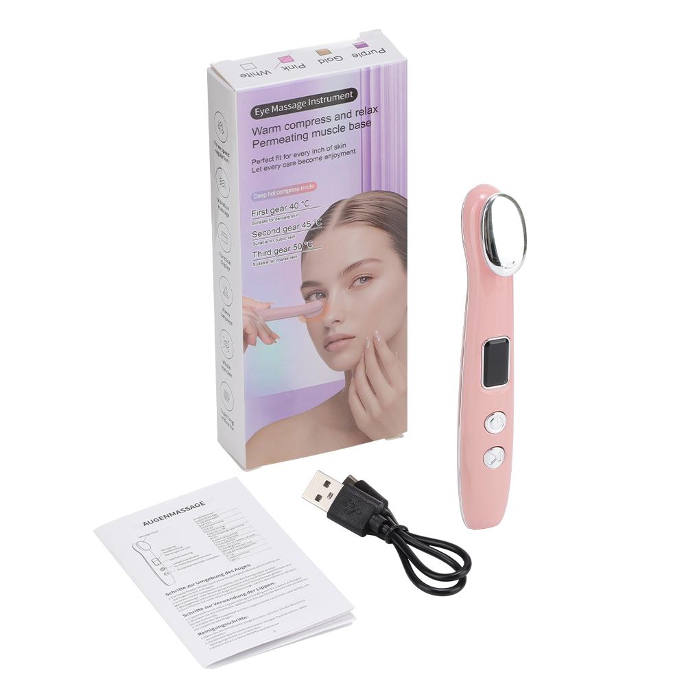 

Eye Beauty Device Facial Massager Hot Compress Vibration Eye Massage Tool for Relax Eye Dark Circles Eye Bags Puffiness Skincare розовый