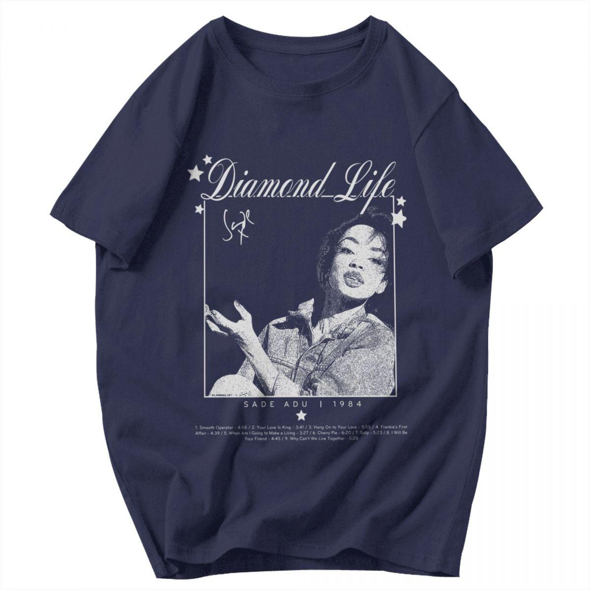 

Men T Shirt Diamond Life Folasade Adu Jazz Fans Gifts Pops Y2K Graphic Quality Unisex Clothing T Shirts 4XL