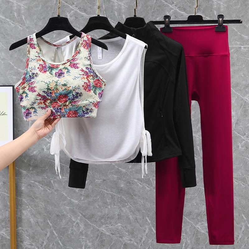 Damski strój do jogi i biegania z wysokim stanem, szybkoschnący - Podnoszący biodra, zestaw fitness na wiosnę/jesień