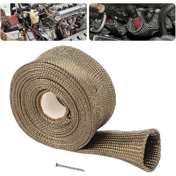Hose HeatShield Sleeve, 9.8FT Wire Heat Basalt Fiber Fireproof Exhaust Pipe Wrap for Motorcycle and Car, Heat Protectors