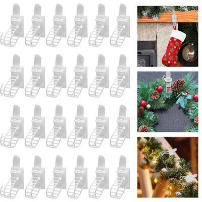 24/48Pcs Christmas Garland Hanger Adjustable Garland Hooks Ties Christmas Stocking Holder Reusable
