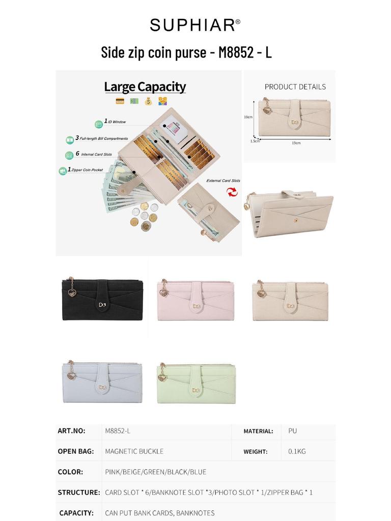 Women's PU Leather Zipper Wallet - Large Capacity Card Holder for Commuting and Students