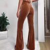 High-Waisted Corduroy Flare Pants - Casual Wide-Leg Long Trousers for Women (Autumn/Winter Collection)
