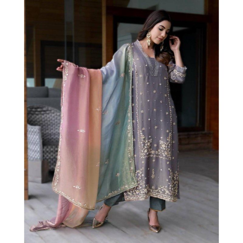 Launching New  designer Party Wear Look Heavy Top Bottom & Dupatta Set