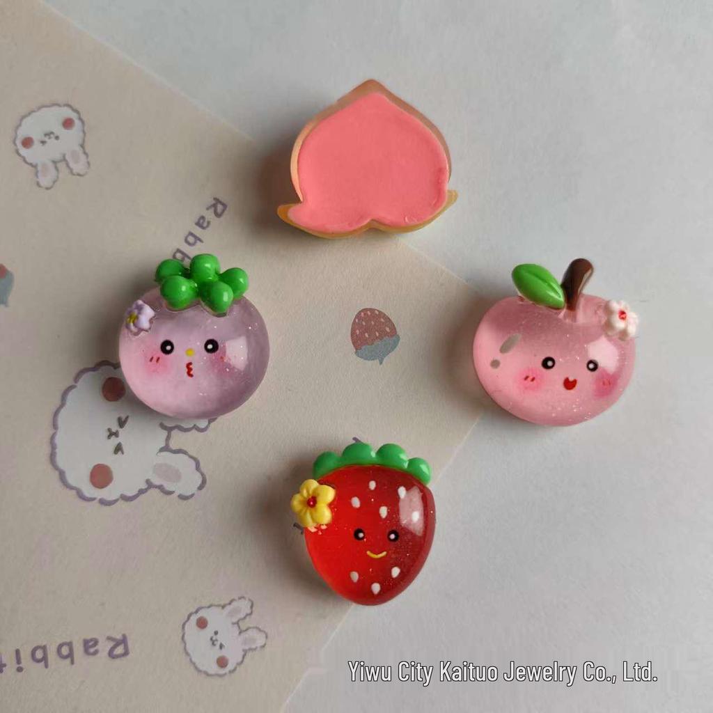 Strawberry Resin Fruit Ornaments: DIY Phone Case, Hair Clip, and Decorative Stickers