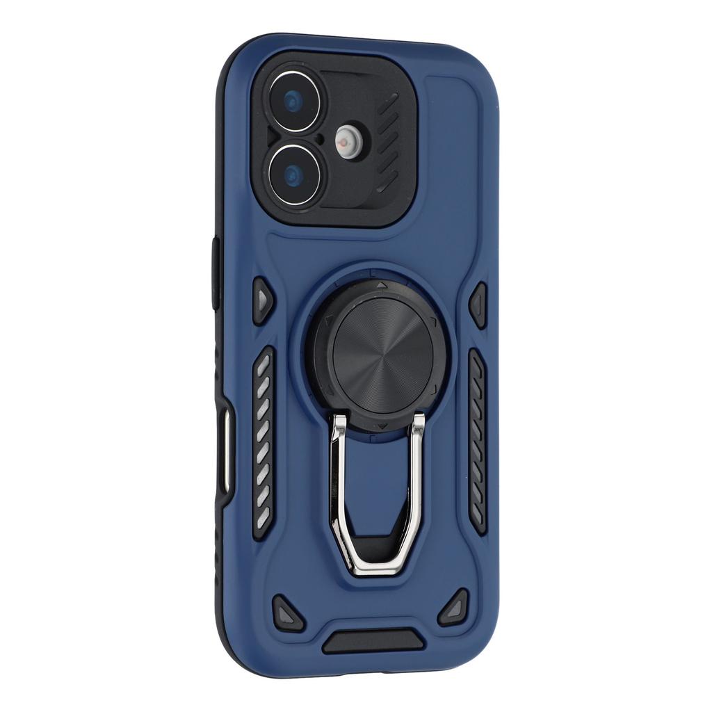 For iPhone 16 Case with Kickstand Shockproof TPU+PC Phone Back Cover