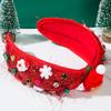 Fashion Rhinestone Knot Headband Wide Edge Pearl Beads Hair Band Christmas Hairband  Holiday