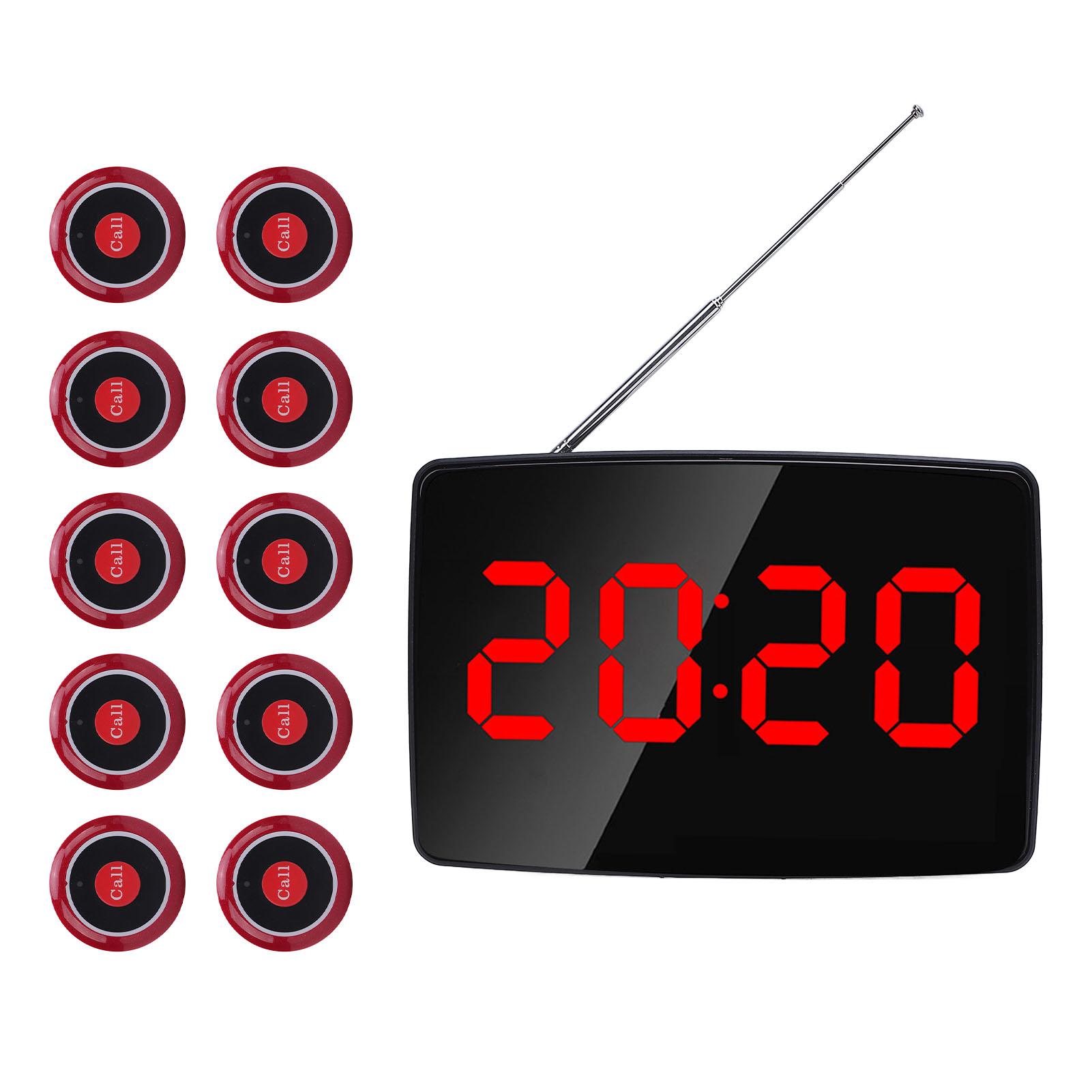 

Беспроводная система вызова для ресторанов, отелей, пейджер для очередей с 10 звонками на стол, 1 приемник, вилка UK US Plug