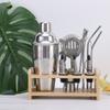 Wine Set Shaker Set 9-Piece Set 304 Stainless Steel Snow Cup Wooden Frame Base Bar Cocktail Shaker