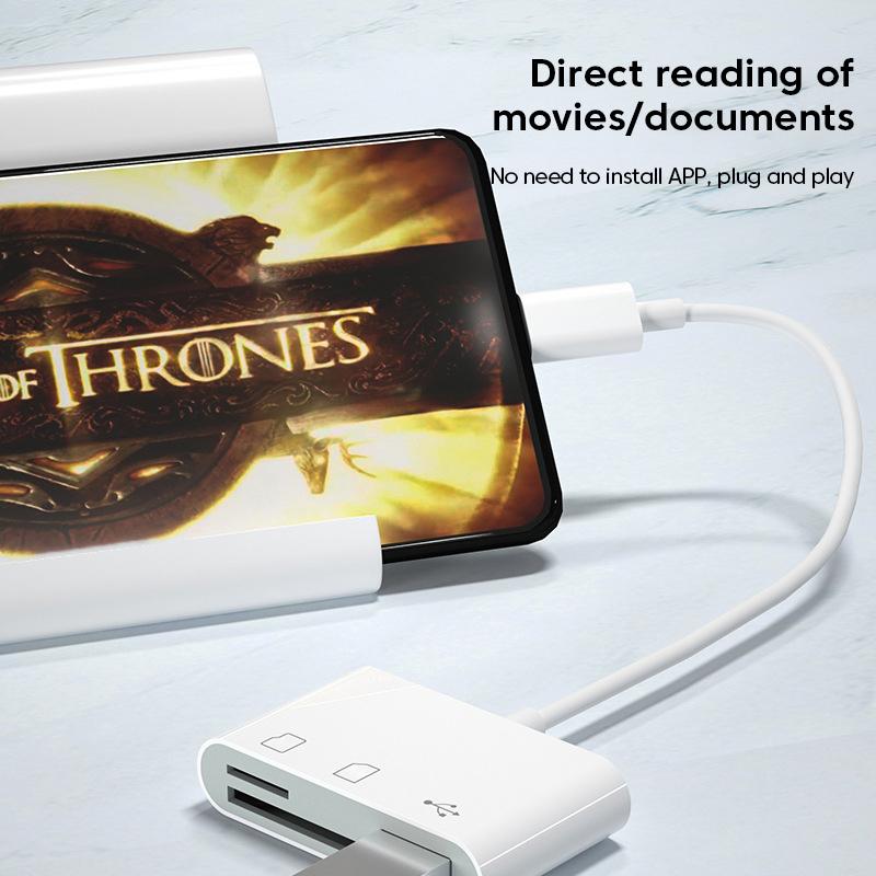 3-in-1 Type C Card Reader Micro SD TF Memory Card Reader External U Disk Adapter for iPhone 15 Serie Laptop Tablet OTG Converter