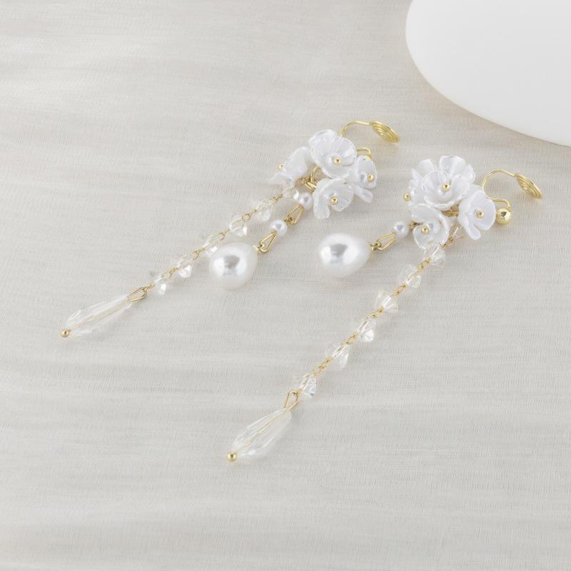 Kamelie Mückenspirale Halter Perlenblume Retro Ohrclips Ohrringe - Kein Piercing erforderlich