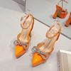Fashion Brand Love Rhinestone/Flower Strap Sandals Model Show Bow Tie High Heels Thick Heel Waterproof Platform Size 35-43 Women's Shoes