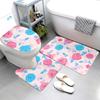 3pcs Valentine'S Day Rose-Themed Bathroom Set - Non-Slip, Machine Washable Polyester Knit Bath Rug, Contour Mat, and Toilet Lid