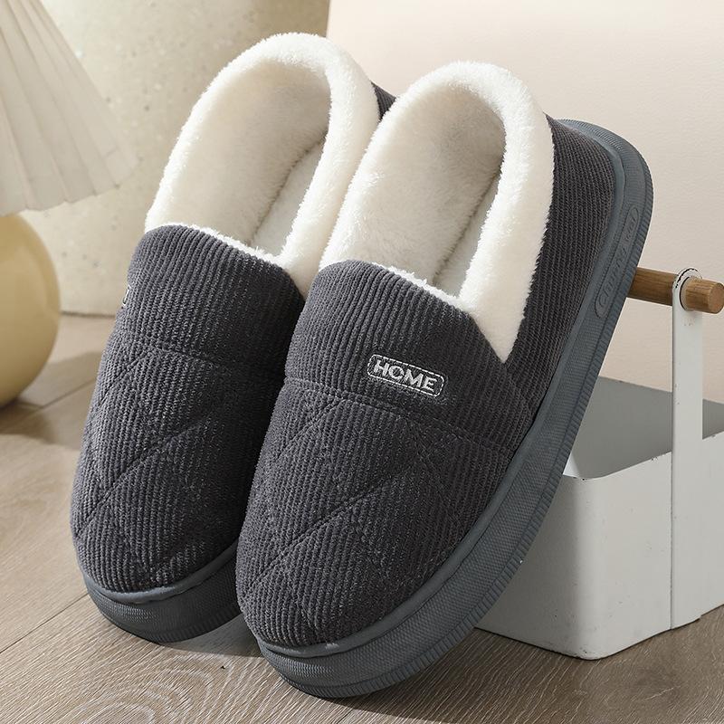 New Autumn and Winter Thick-soled Warm Cotton Slippers Home Indoor Non-slip Plush Couple Cotton Shoes Outer Wear
