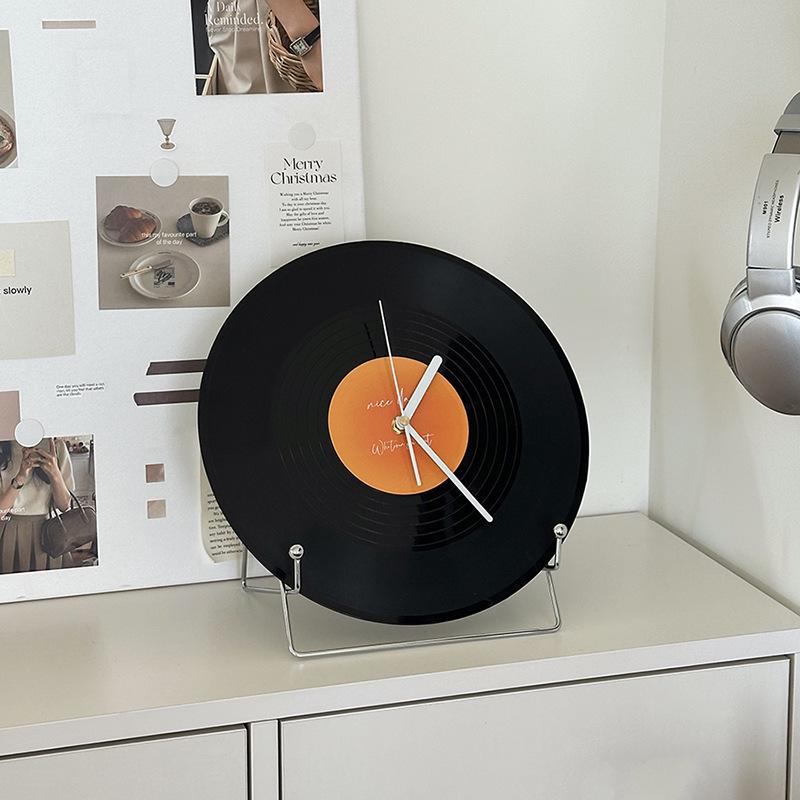 Retro Black Vinyl Record Sunset Wall Clock - Perfect for Living Room, Office, Desk, or Wine Cabinet Décor