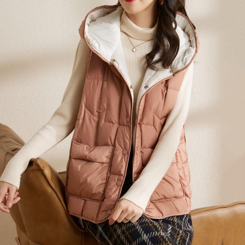 Dames Lichtgewicht Hooded Dons Bodywarmer Slim Fit Casual Bovenkleding Winter Warm Puffer Gilet